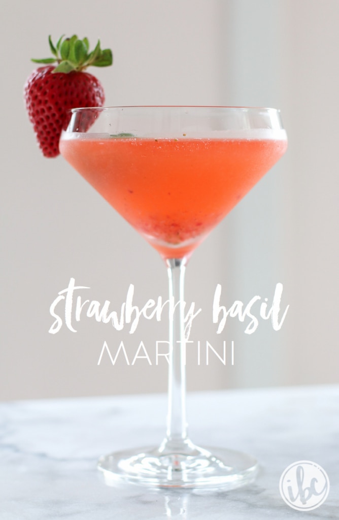 This Strawberry Basil Martini is like sipping on summer! #cocktail #strawberry #martini #basil #recipe