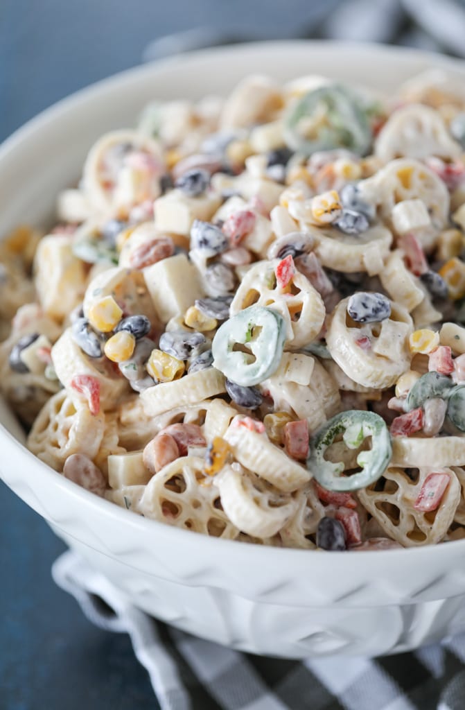 the best Southwest Pasta Salad served in a large bowl.