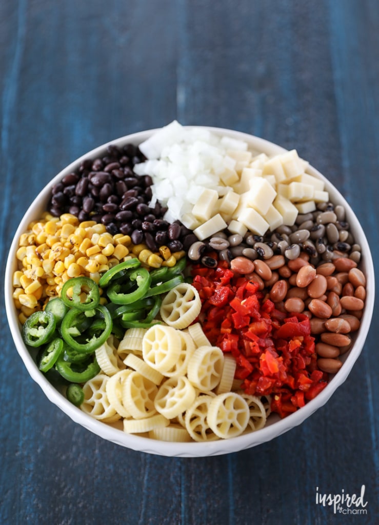 This Southwest Pasta Salad may become your new go-to summer side dish. #pastasalad #pasta #salad #southwest #beans #corn #recipe