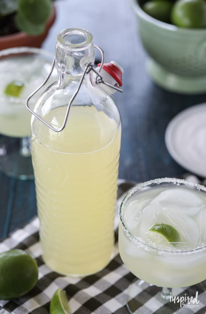 homemade margarita mix with lemon and lime
