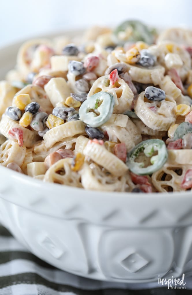 This Southwest Pasta Salad may become your new go-to summer side dish. #pastasalad #pasta #salad #southwest #beans #corn #recipe