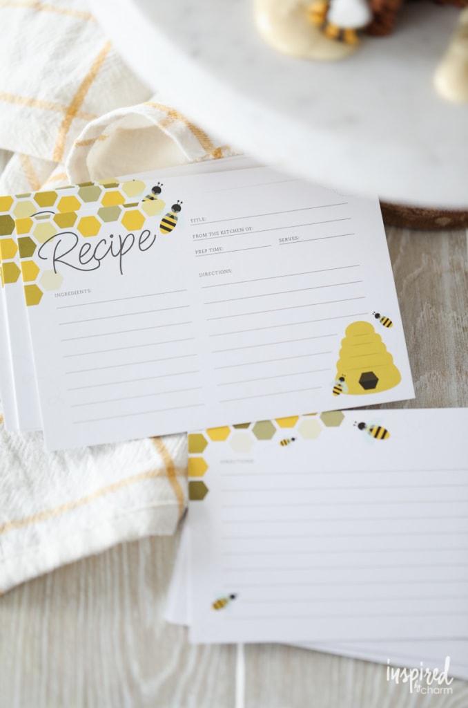 Download and Print these bee-utiful Honey Bee Free Printable Recipe Cards #free #printable #recipecards #recipecard #bee #honeybee