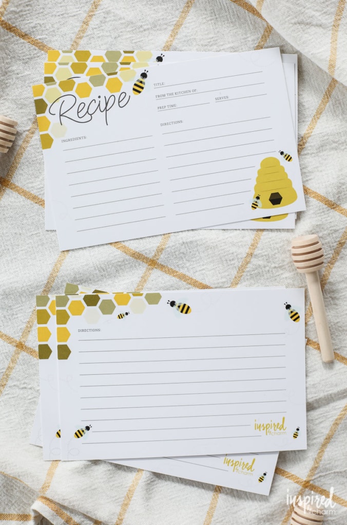 Download and Print these bee-utiful Honey Bee Free Printable Recipe Cards #free #printable #recipecards #recipecard #bee #honeybee