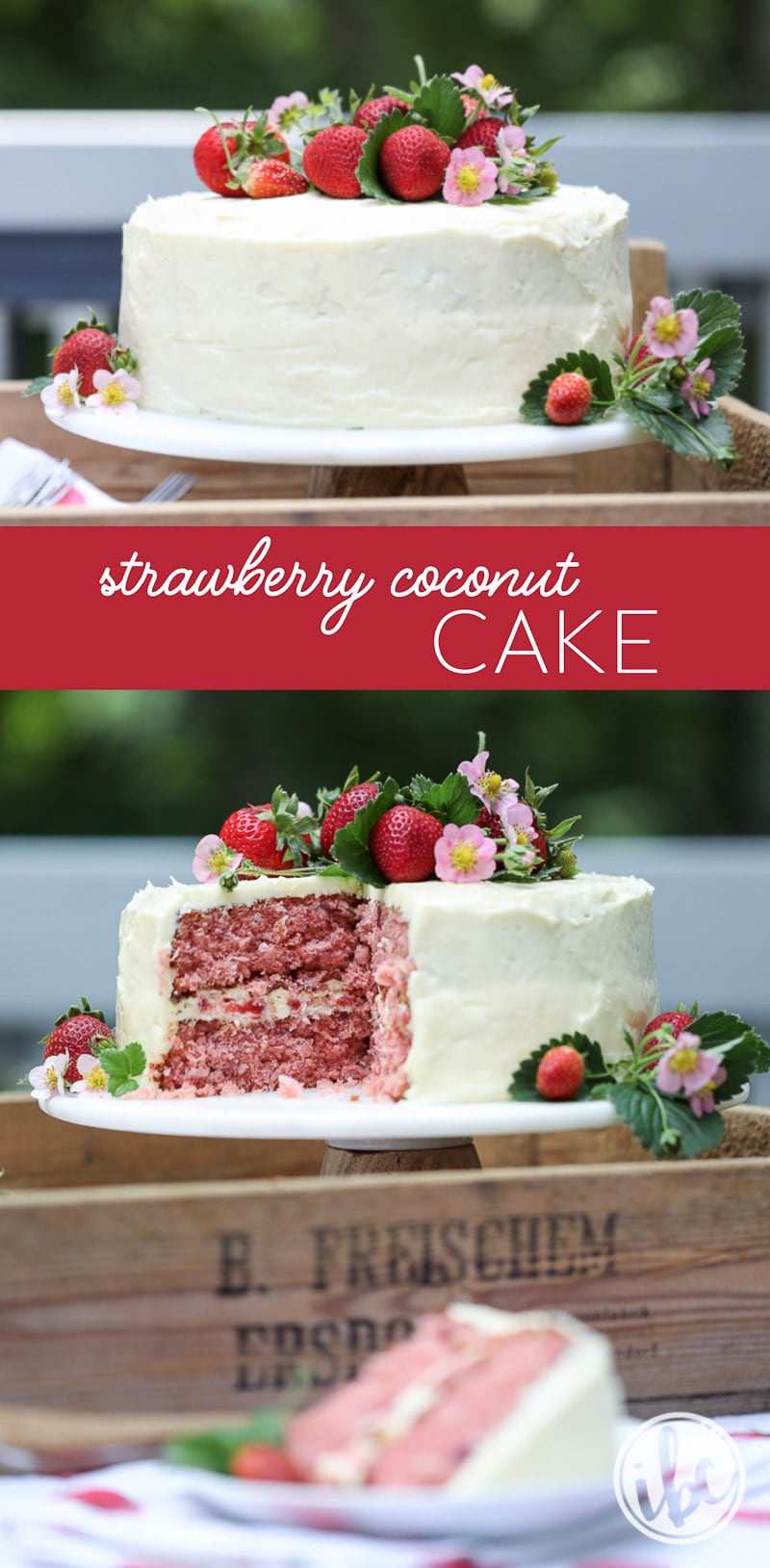 This Strawberry Coconut Cake is an easy to make dessert perfect for summer. #dessert #cake #strawberry #coconut