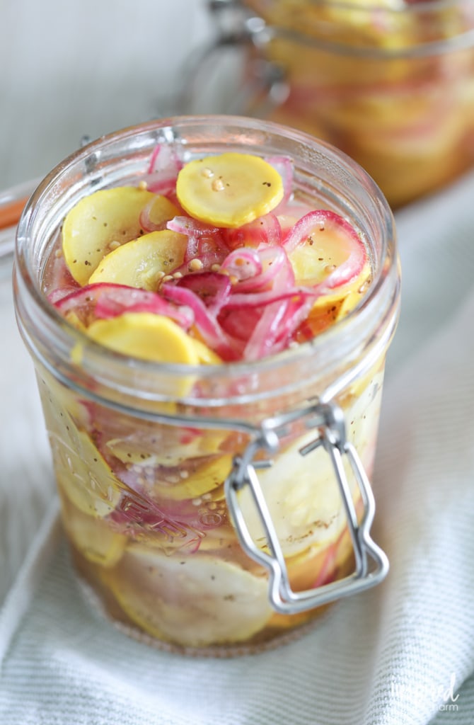 Jar of pickled squash and onion