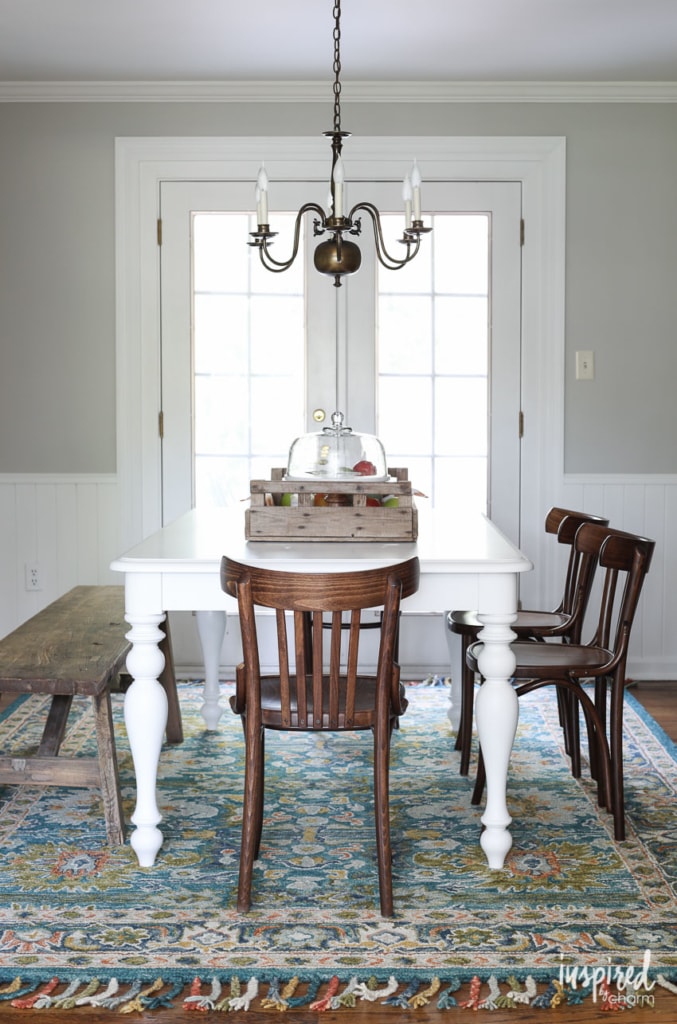 Choosing a run and a table for a dining room. #diningroom #decor #decorating #rug #table #moderncountrycolonial #colonial #modern
