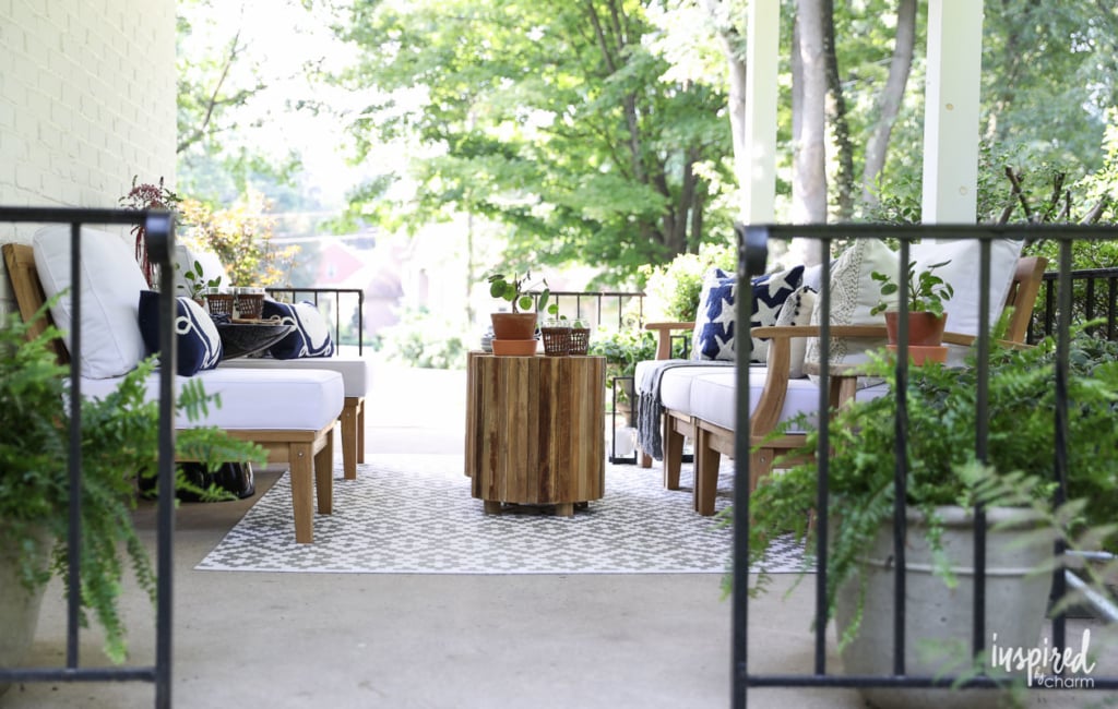 Gather ideas for styling your porch for summer from this Modern Colonial Porch Styling #porch #decor #decorating #outdoor #furniture 