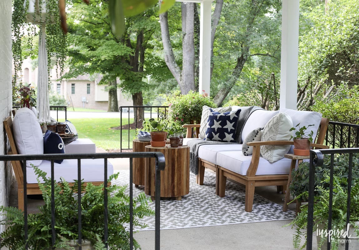 Gather ideas for styling your porch for summer from this Modern Colonial Porch Styling #porch #decor #decorating #outdoor #furniture