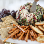Try this Cranberry Bacon & Walnut Cheeseball for a delicious and easy fall appetizer recipe. #fall #cheeseball #cranberry #bacon #appetizer #recipe