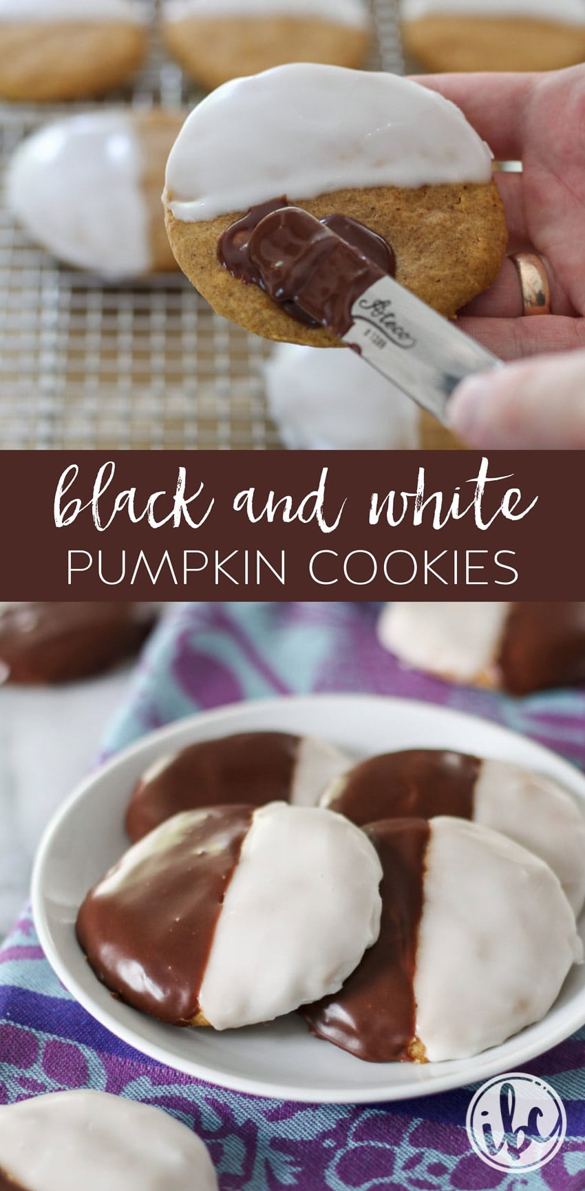 Black and White Pumpkin Cookies #fall #halloween #cookie #pumpkin #pumpkinspice #chocolate #recipe #dessert