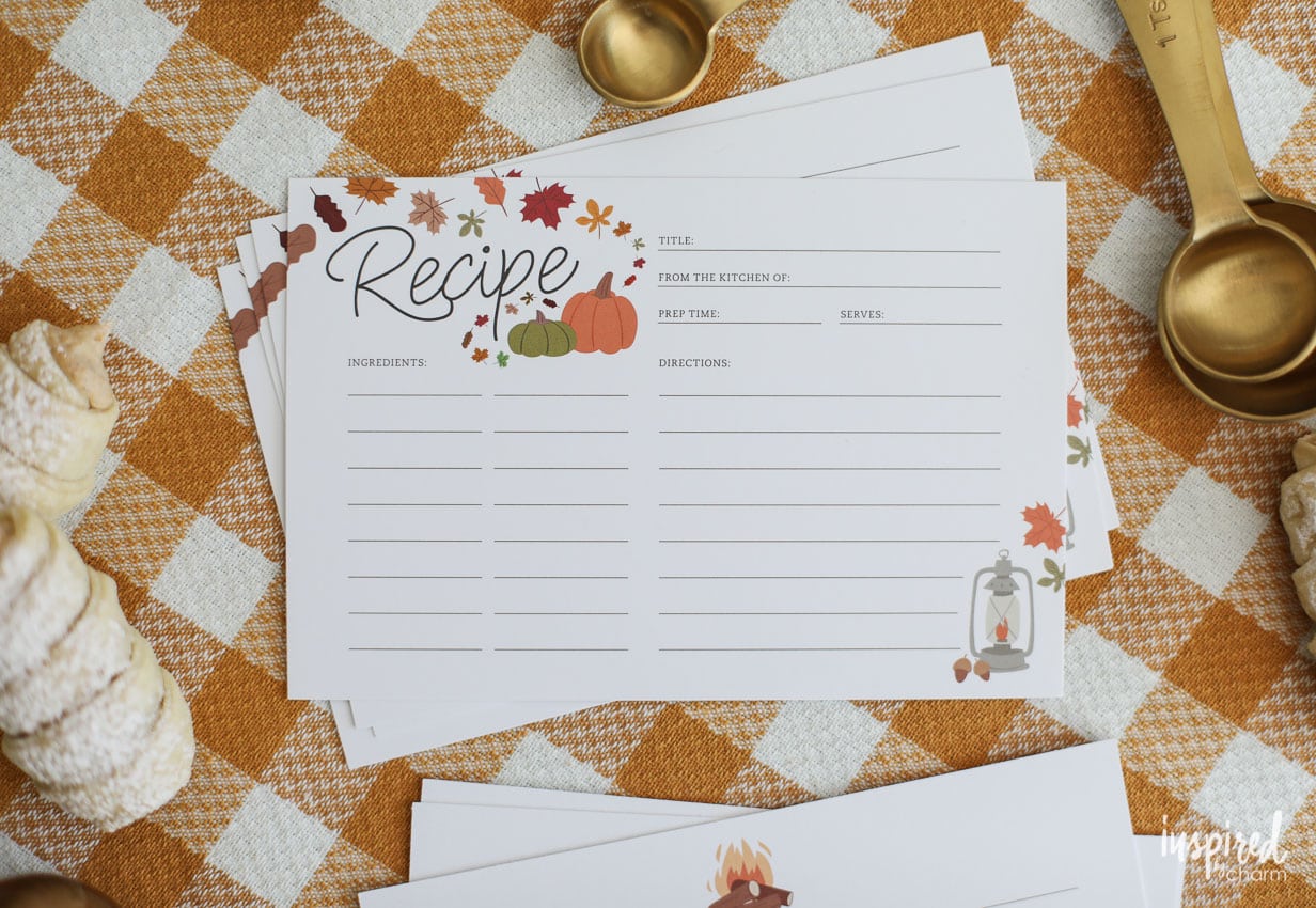 Printable Recipe Cards for Fall