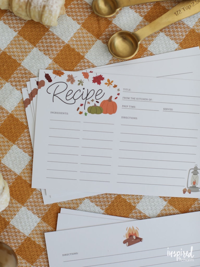 Free Printable Recipe Cards for Fall #fall #recipecard #printable #autumn 