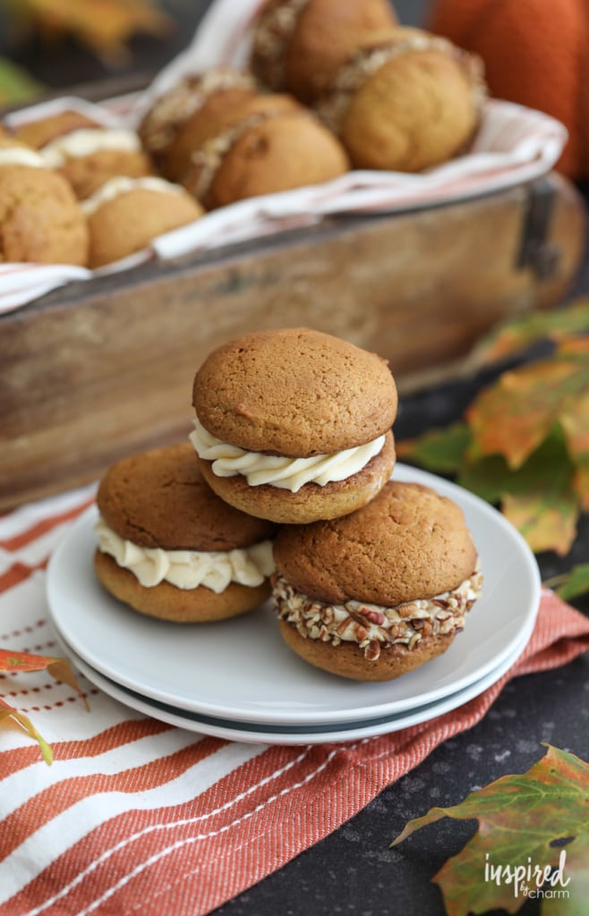 spiced whoopie pie dessert with cream cheese filling