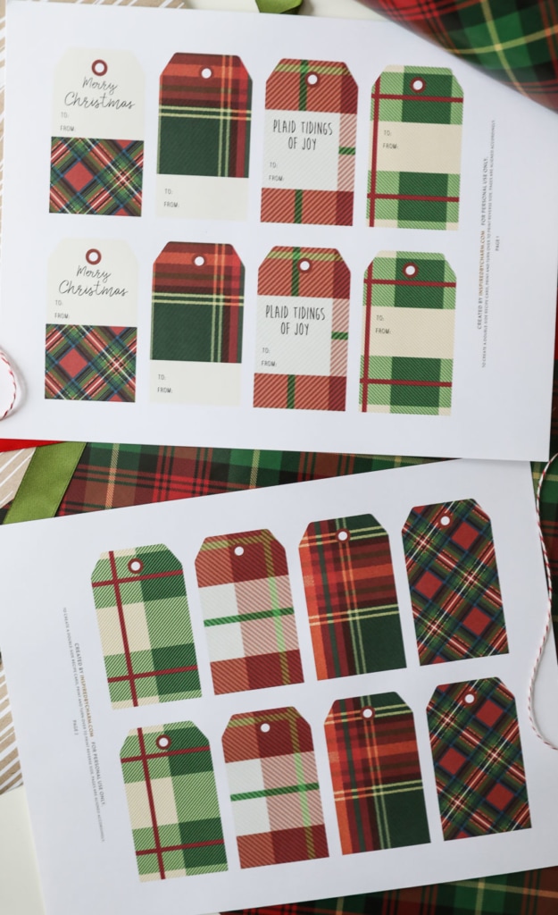 These Plaid-Inspired Printable Christmas Gift Tags are the perfect finishing touch on your holiday gift wrapping! #printable #christmas #gifttags #plaid #tags #holiday #wrapping #giftwrap