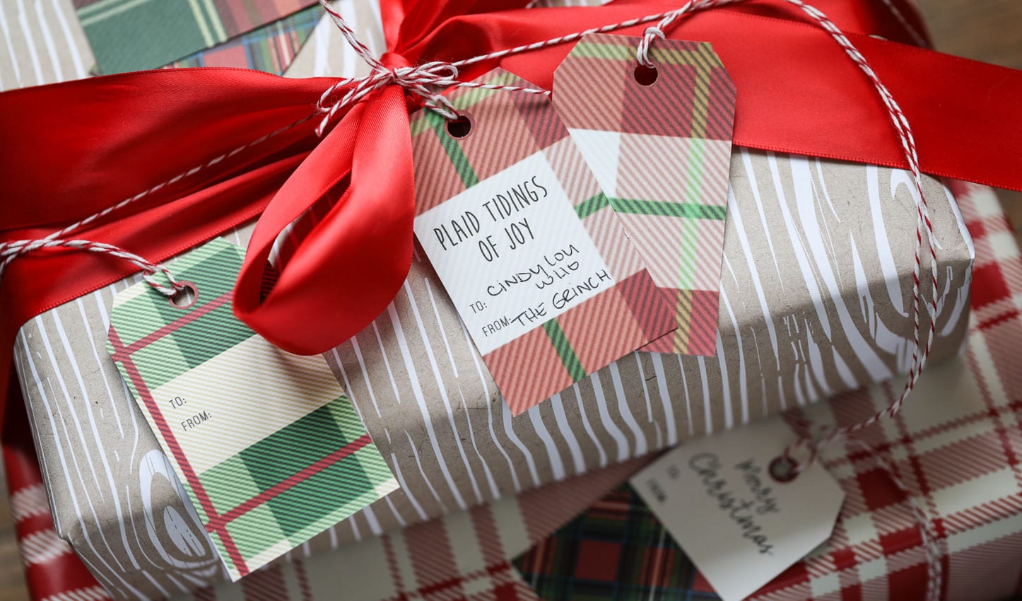 Watercolor Gingham Check Gift Tag