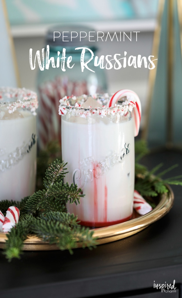 Peppermint White Russian Christmas cocktail recipe pin