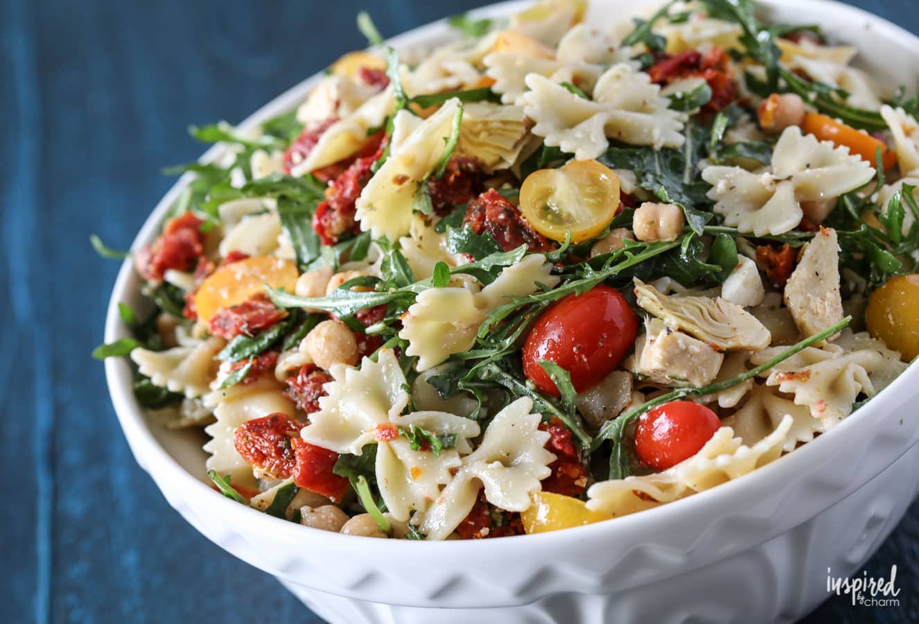 Delicious Sun-Dried Tomato Pasta Salad Recipe #pastasalad #sundried #tomatoes #pasta #recipe #side