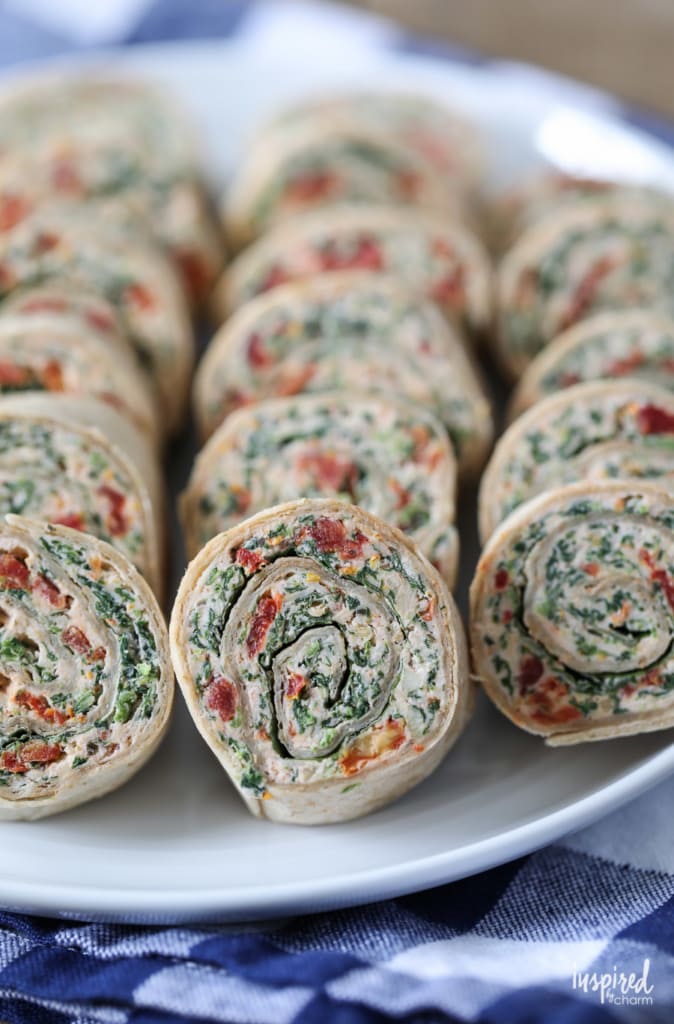plate of Sun-Dried Tomato Roll-Ups 