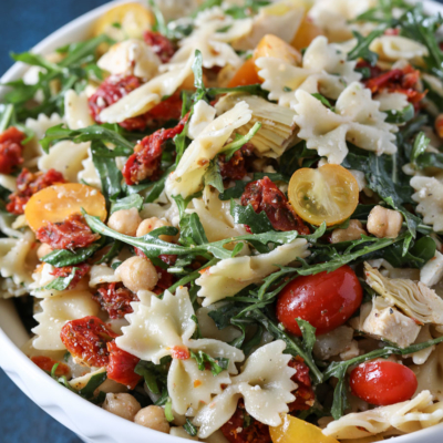 Delicious Sun-Dried Tomato Pasta Salad Recipe #pastasalad #sundried #tomatoes #pasta #recipe #side