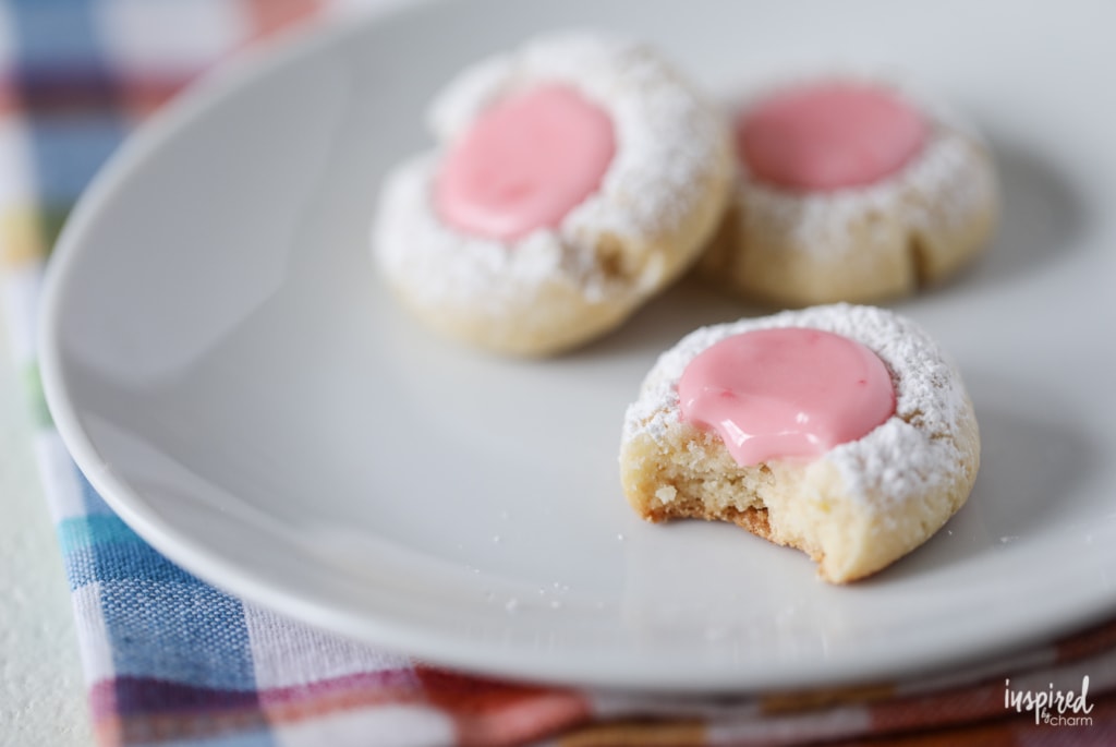 Pink Lemonade Thumbprint Cookies #spring #easter #cookie #thumbprint #recipe #lemonade