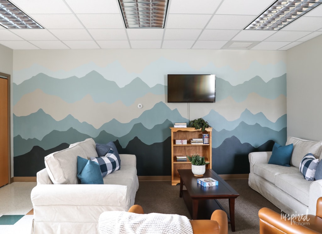 Before and After Senior Center Makeover #swpaintingweek #makeover #mountain #mural #painting