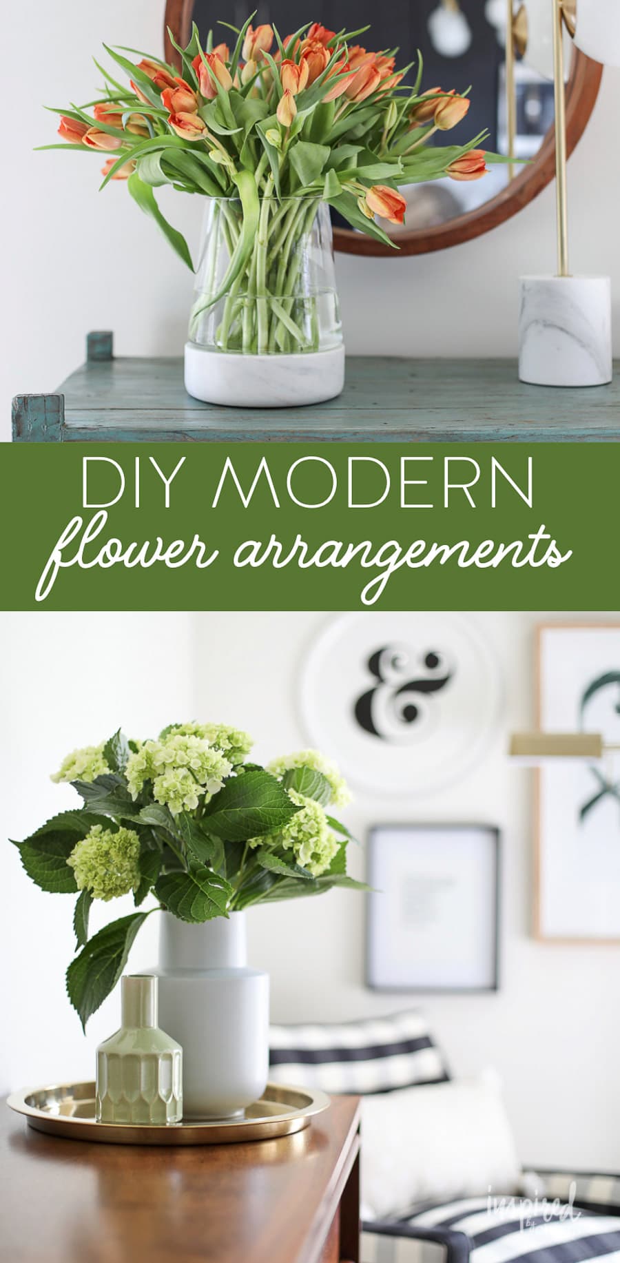 How to Create DIY Modern Flower Arrangements at Home #flowers #arrangement #arrange #bouquet #tulips #hydrangea #diy