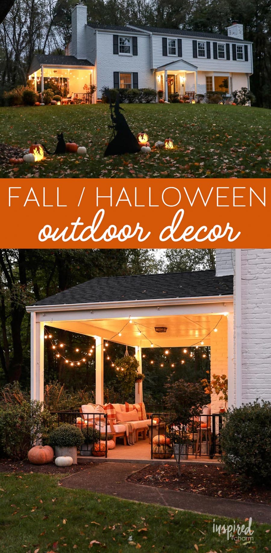Outdoor Halloween Decorations and My Porch at Night #halloween #fall #decor #decorations #outdoor #porch