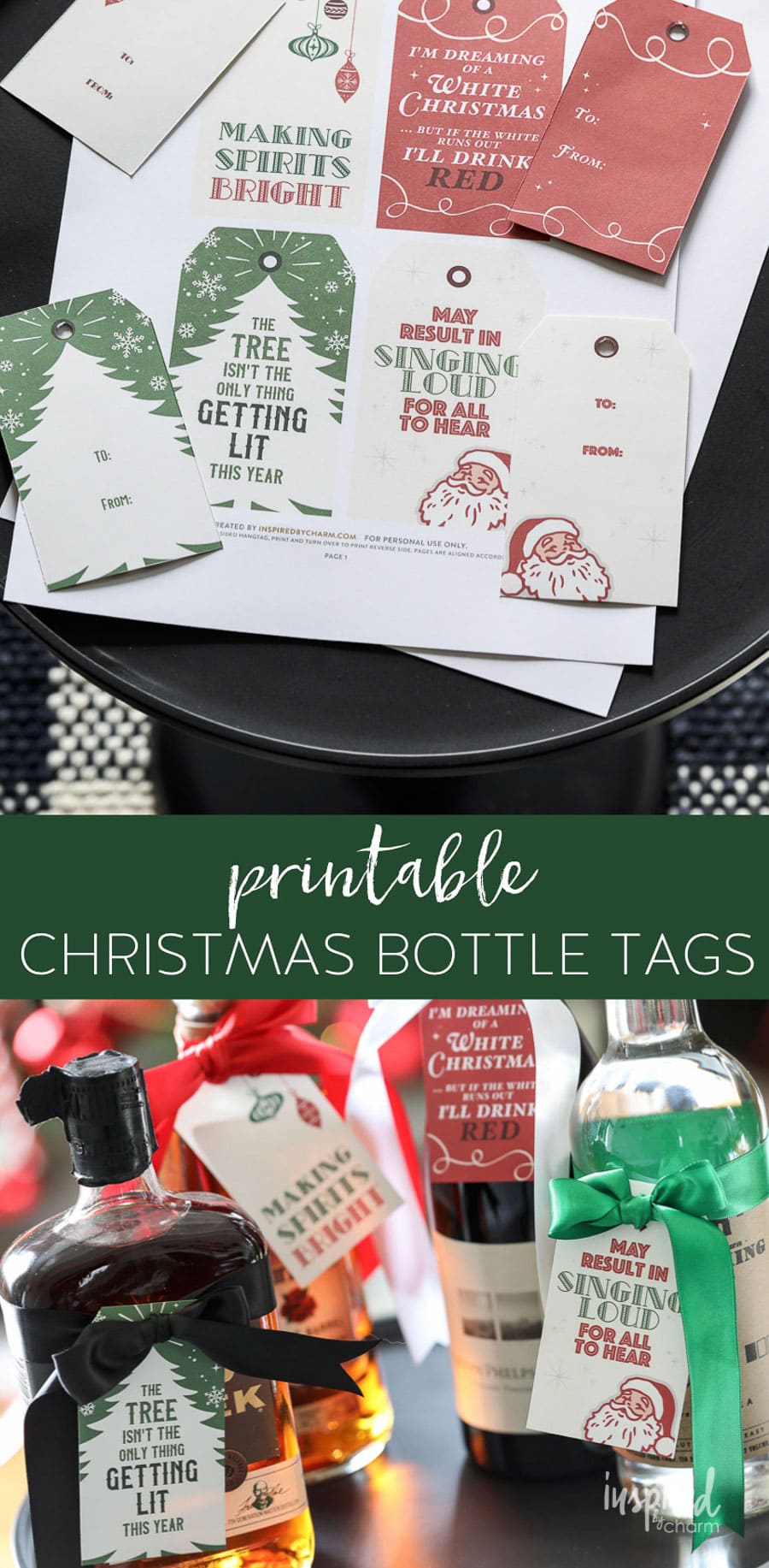 Printable Christmas Bottle Hang Tags for Holiday Gift Wrapping #download #printable #christmas #holiday #tags #gifttags