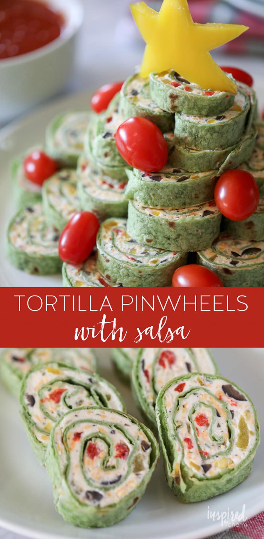 Christmas Tortilla Roll-ups Appetizer recipe for Holiday entertaining #christmas #appetizer #pinwheel #rollup #recipe