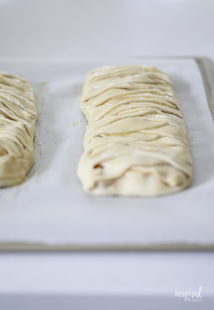 puff pastry wrapped around apple strudel filling