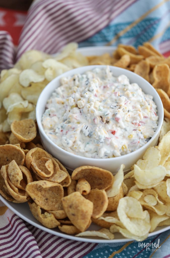 This Loaded Veggie Ranch Dip is and easy and delicious appetizer. #ranch #dip #corn #recipe #appetizer #ranchdip 