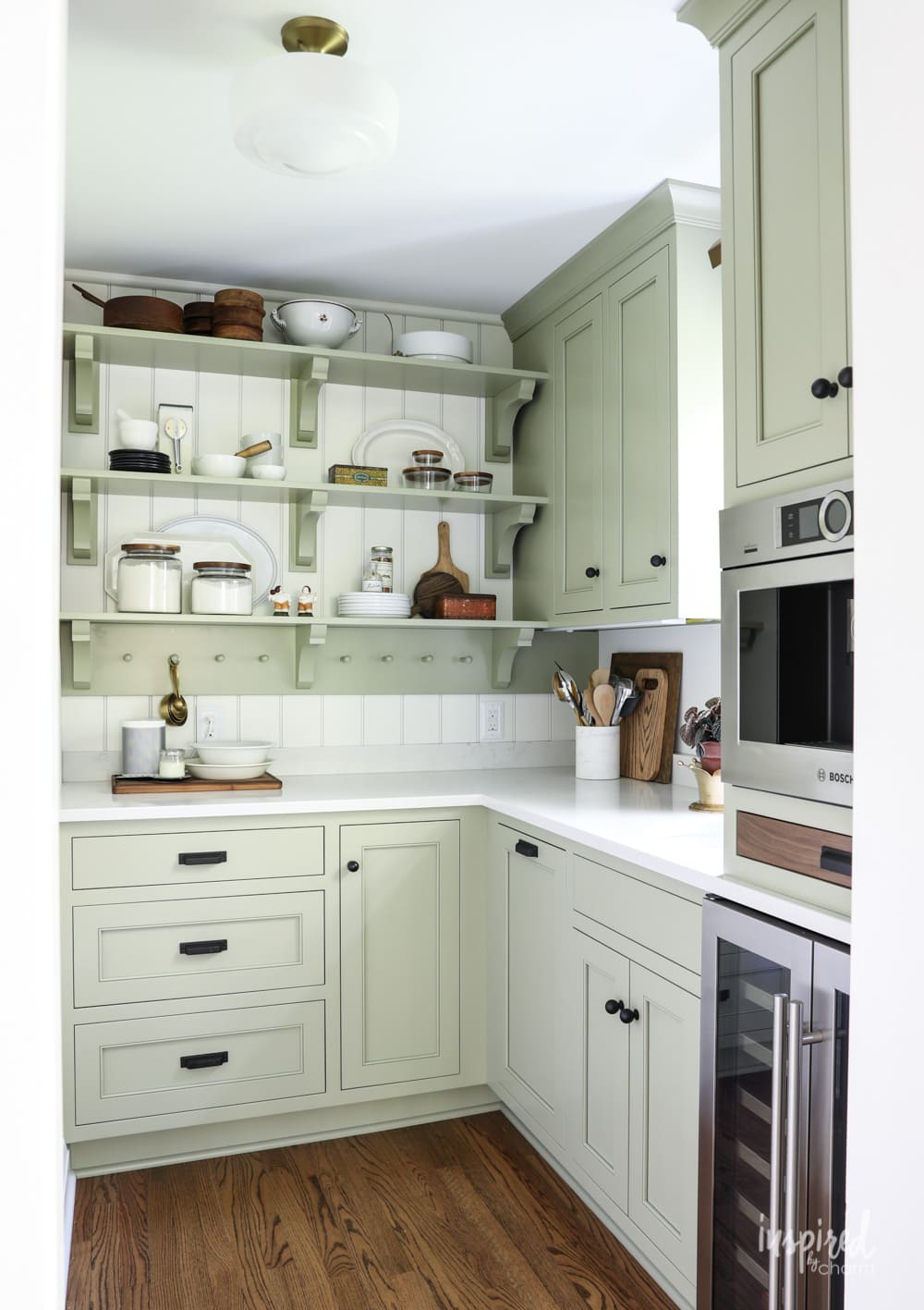 Bayberry Kitchen Remodel image with cabinetry in butler's pantry painted Sherwin-Williams sage.
