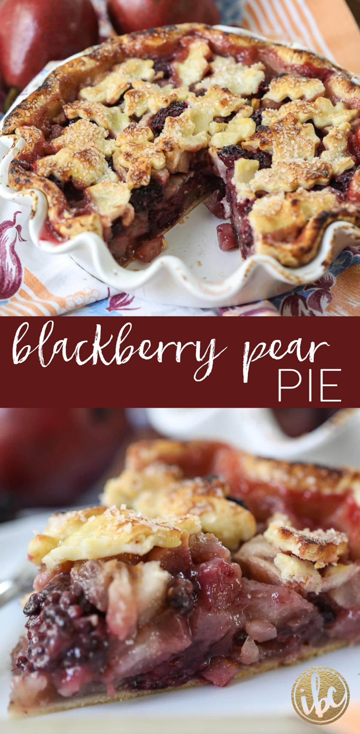 This Blackberry Pear Pie is the perfect summer meets fall dessert recipe. #blackberry #pie #pie #dessert #fallbaking #recipe