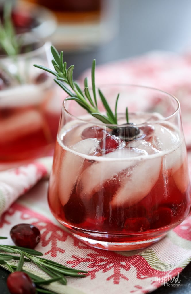 maple and cranberry bourbon cocktail
