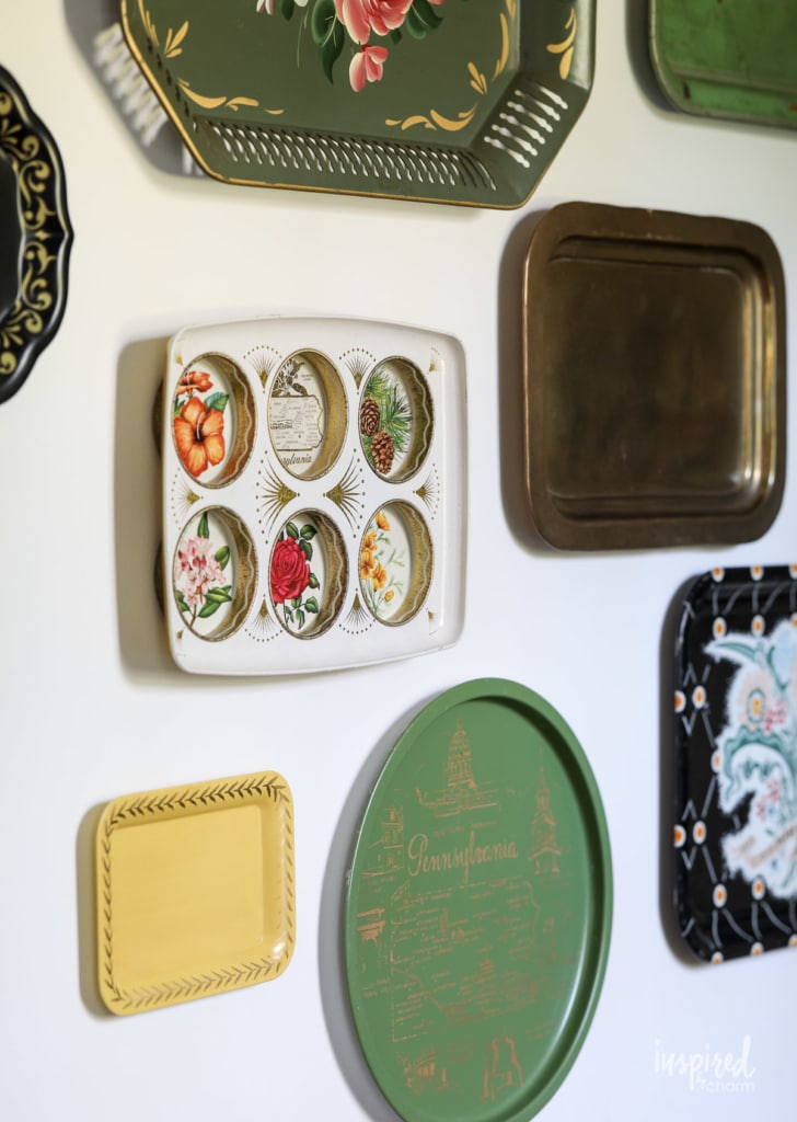 Vintage Metal Tray Gallery Wall #kitchen #decor #wall #decorating #idea #gallery #wall