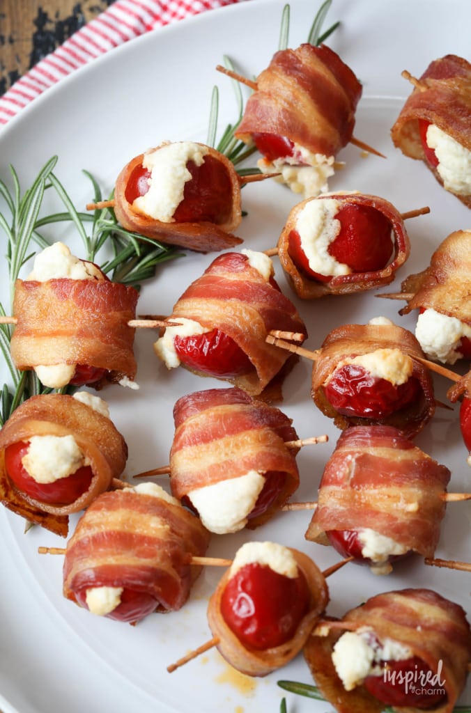 These Bacon-Wrapped Stuffed Peppadew Peppers on a plate.