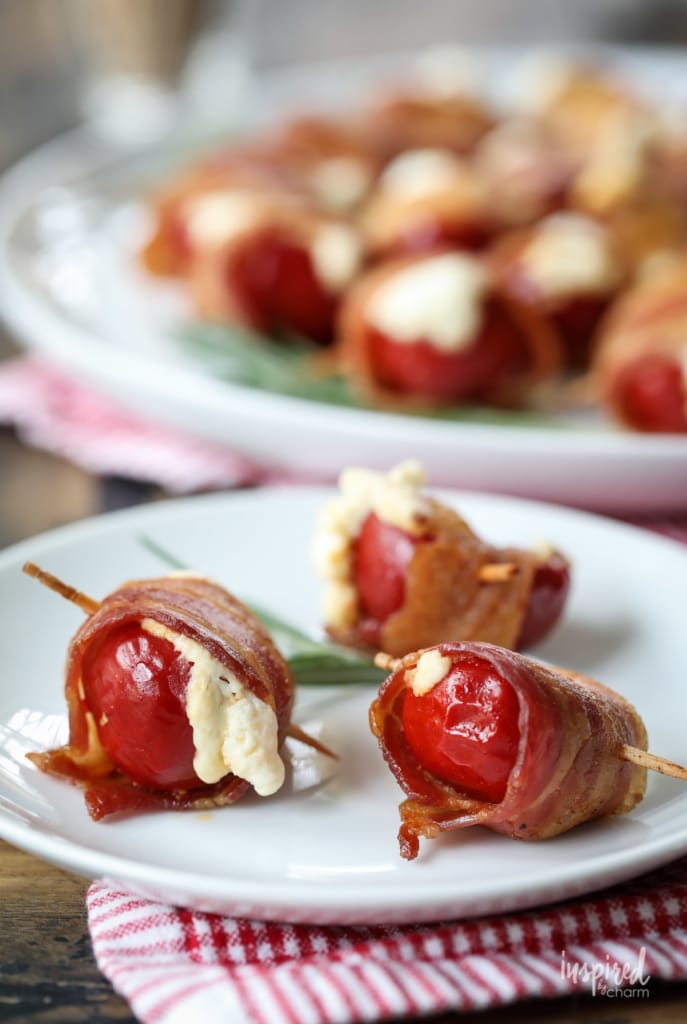 This Bacon-Wrapped Stuffed Peppadew Peppers make a delicious holiday appetizer! #bacon #wrapped #peppadew #peppers #creamcheese #holiday #christmas #appetizer #recipe