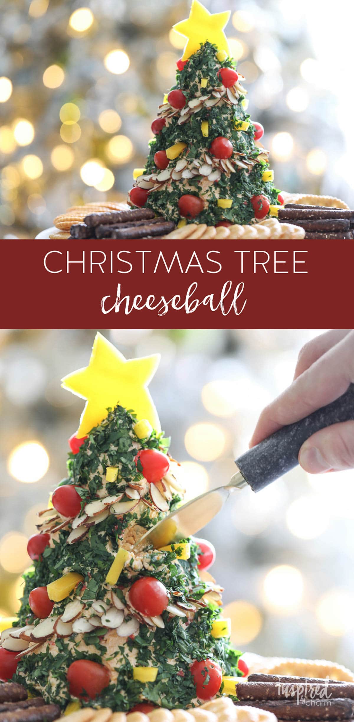 Holiday Appetizer Recipe - Christmas Tree Cheese Ball #christmas #tree #cheeseball #snack #recipe #holiday #appetizer