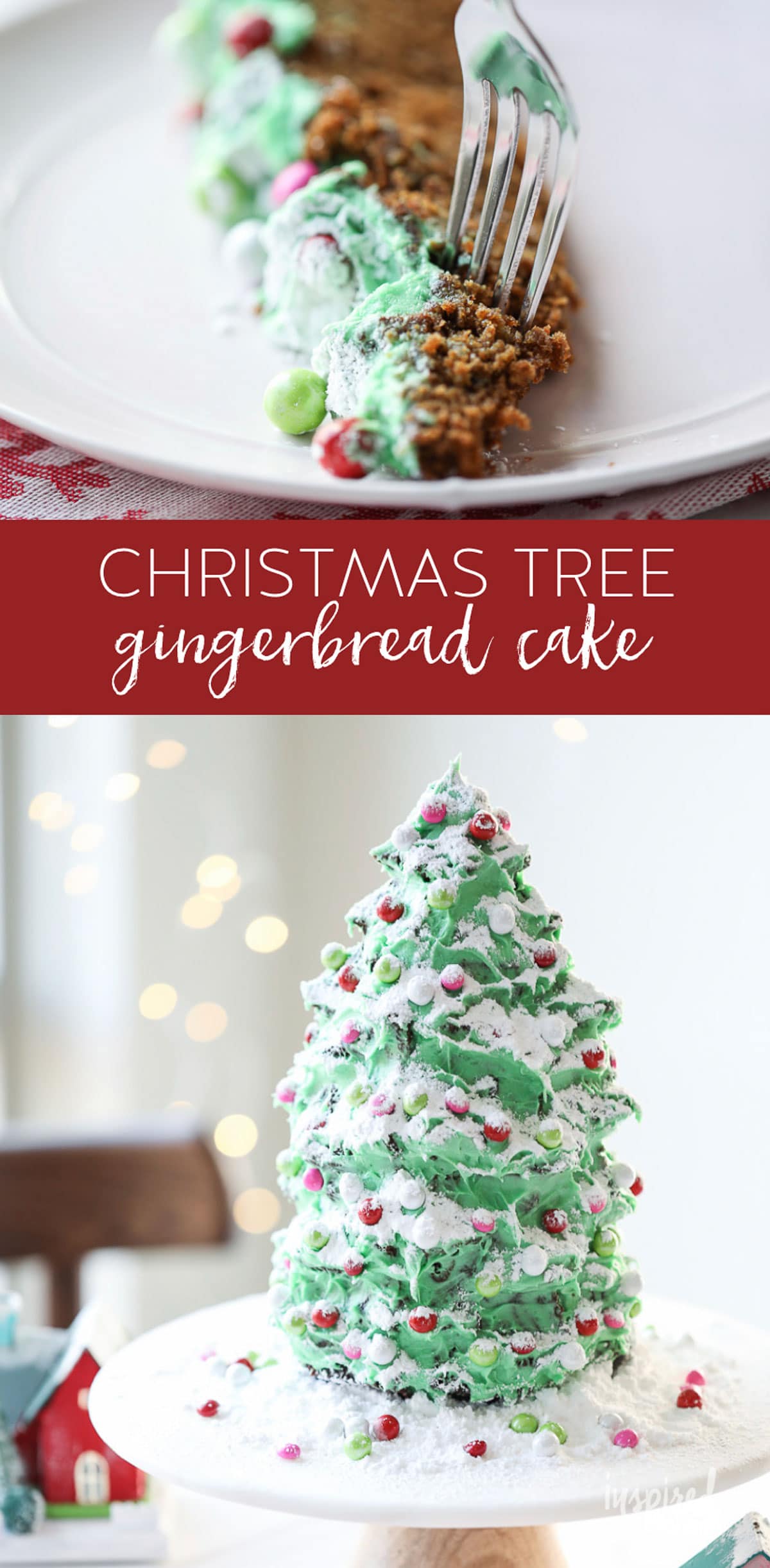 Tree-shaped Gingerbread Cake for Christmas #gingerbread #tree #cake #dessert #recipe #christmas #holdiay