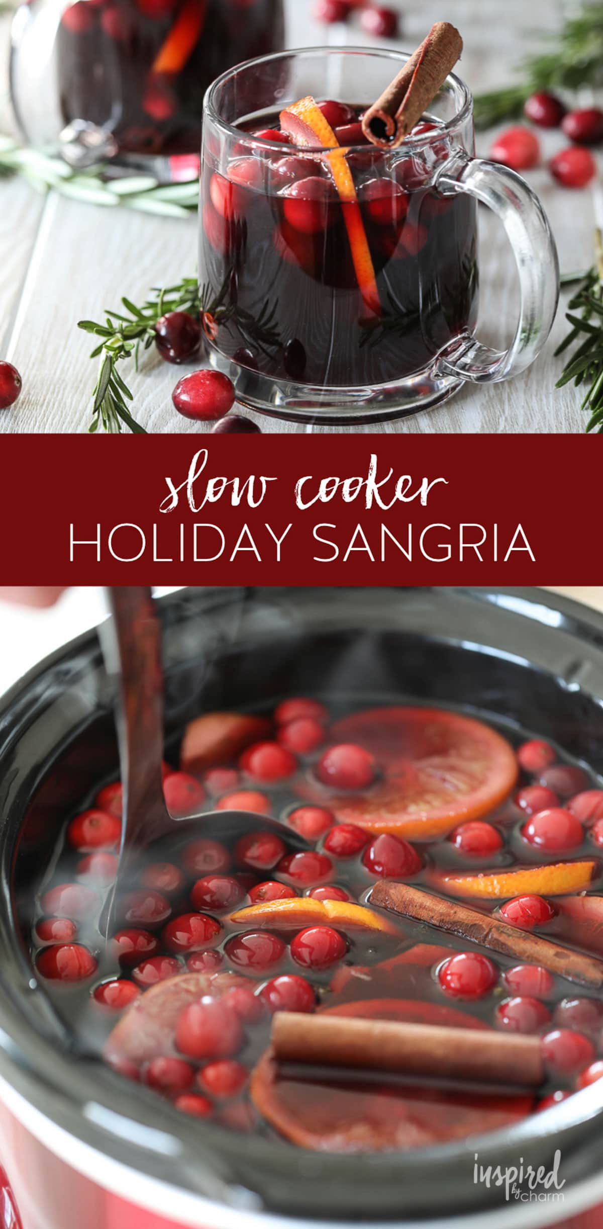 Holiday Sangria Recipe #christmas #sangria #cocktail #slowcooker #recipe #holiday #cranberry