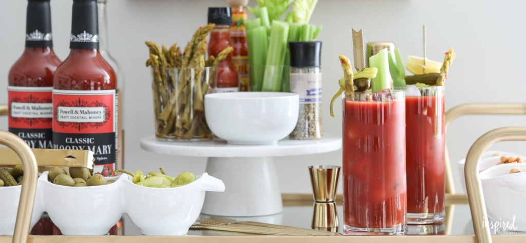 How to Style a Bloody Mary Bar #bloodymary #bar #cart #holiday #christmas #entertaining #cocktail