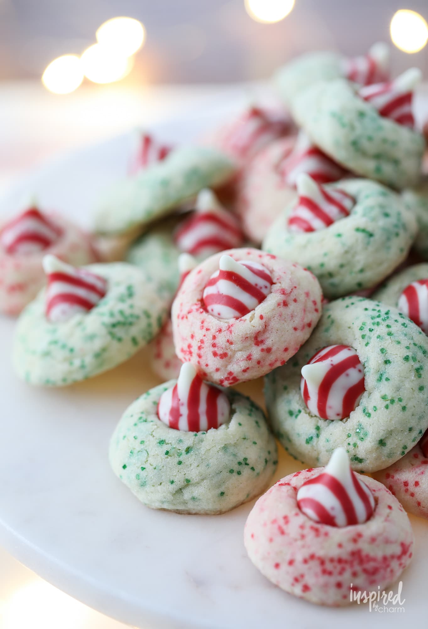 Peppermint Kiss Christmas Cookies on a tray