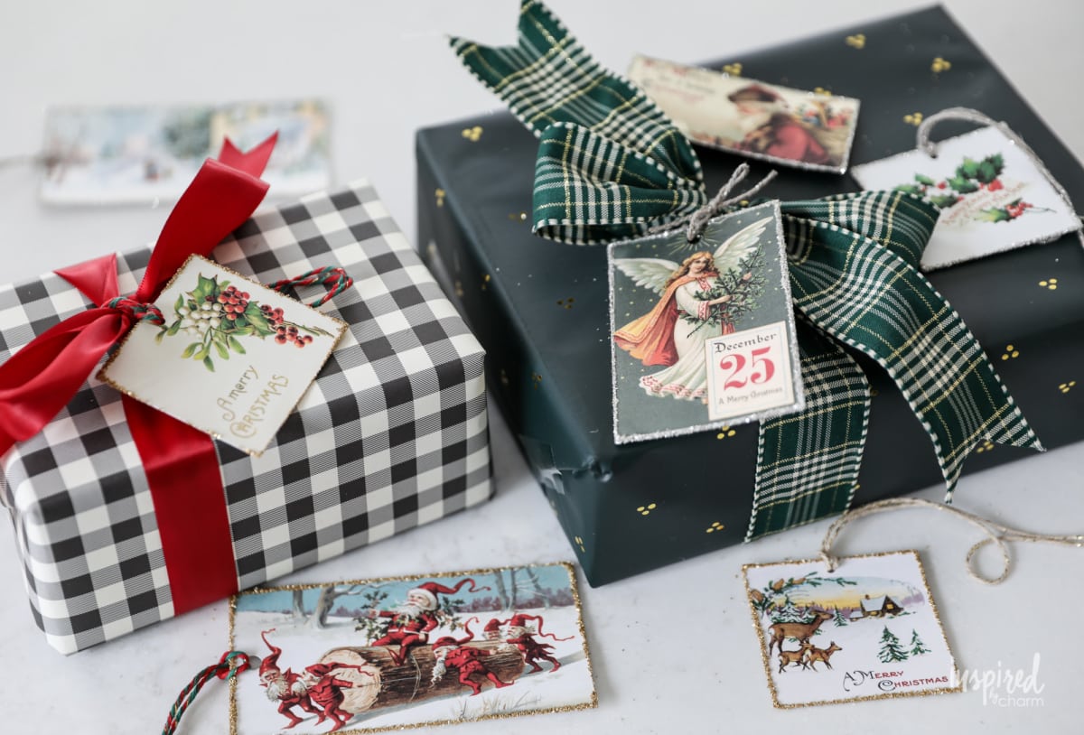 vintage gift tags for wrapping Christmas presents