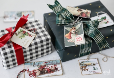 Vintage-Inspired Christmas Gift Tags (Free Printable) for your holiday gift wrapping! #christmas #gift #wrapping #printable #gifttags #tag #vintage #giftwrap