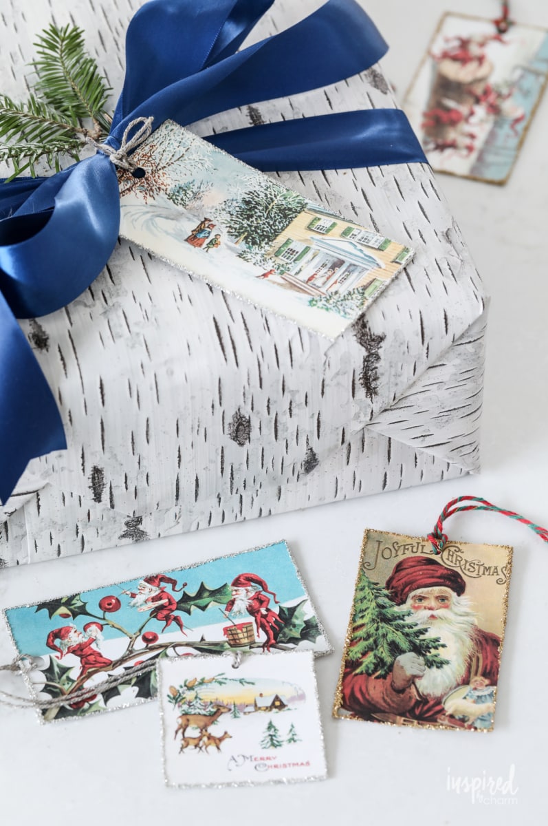Vintage-Inspired Christmas Gift Tags (Free Printable) for your holiday gift wrapping! #christmas #gift #wrapping #printable #gifttags #tag #vintage #giftwrap