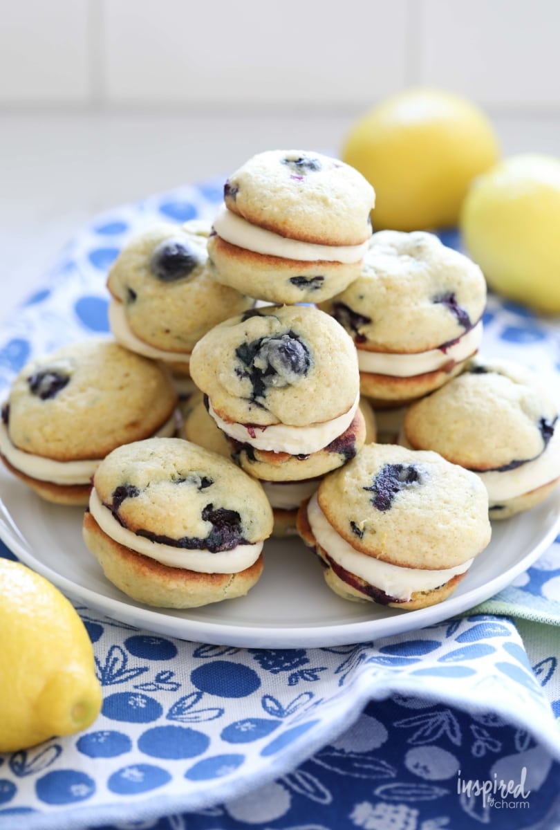 blueberry lemon whoopee pies on a plate