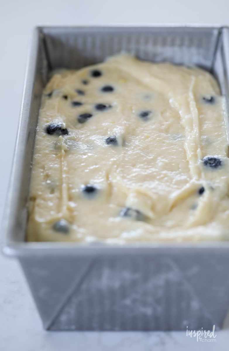 batter with blueberries sprinkled in