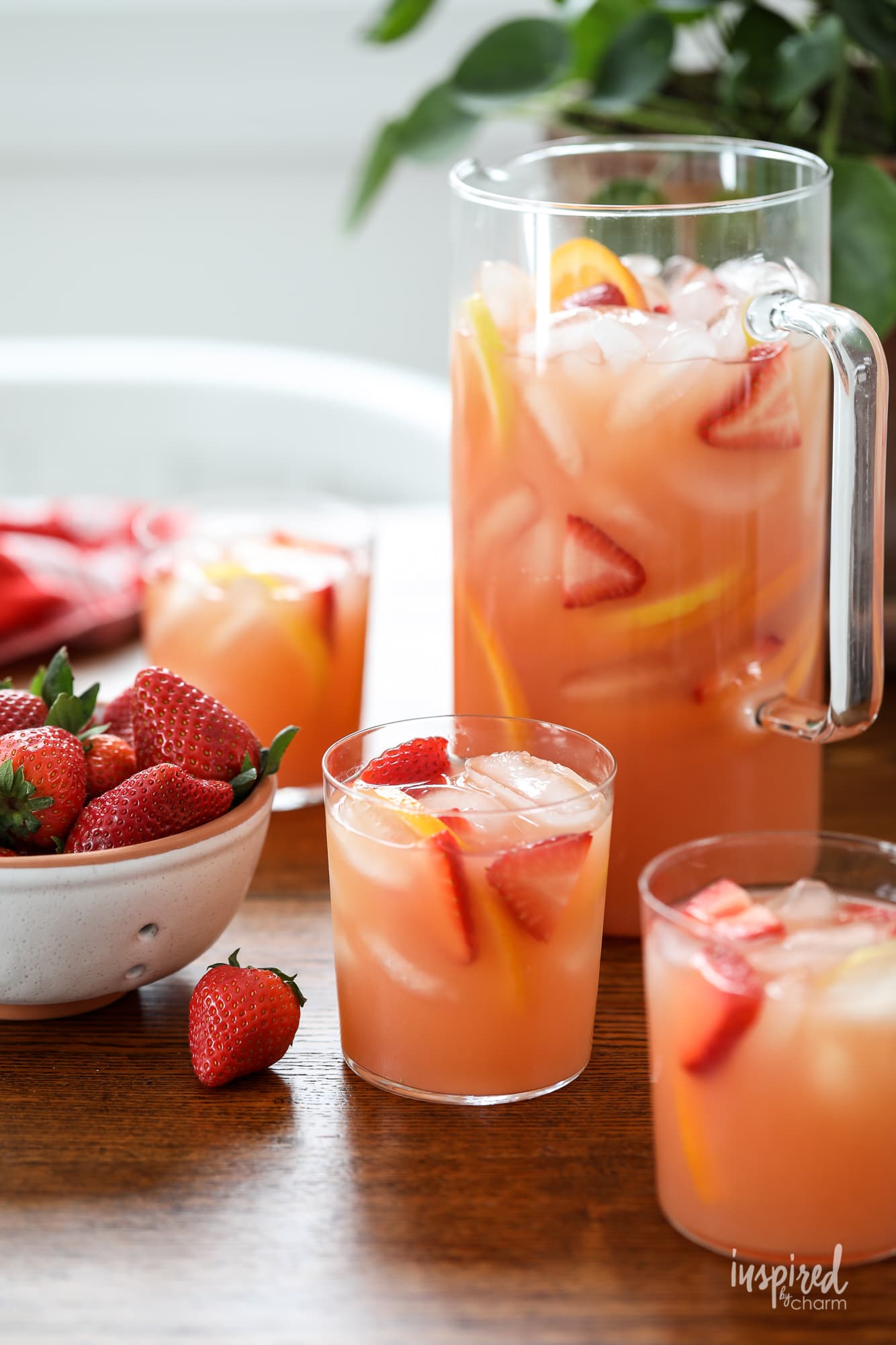 Campari Sangria in a large pitcher and poured into glasses.