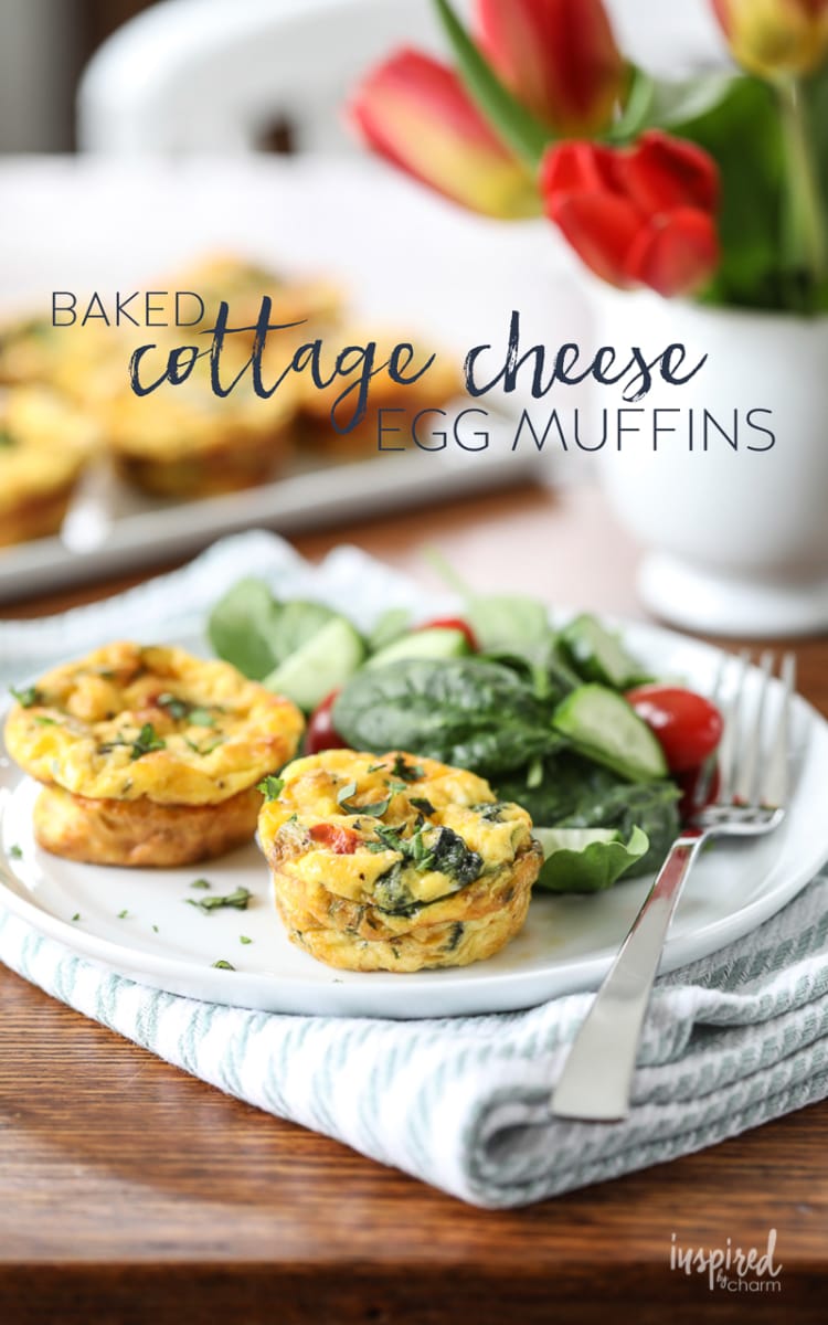 Baked Cottage Cheese Egg Muffins #breakfast #lunch #egg #cottagecheese #mealprep #crustlessquiche #eggmuffins