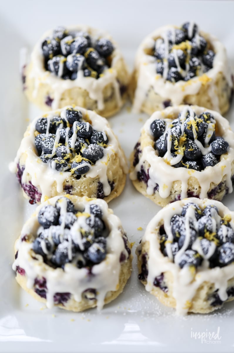 blueberry shortcakes on a platter.